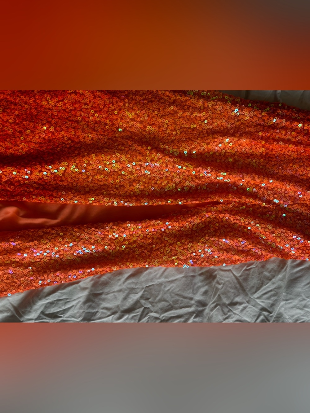 Crystal Doll Glamorous One Shoulder Sequin Evening Gown Orange Size US 0 - Picture 4 of 12